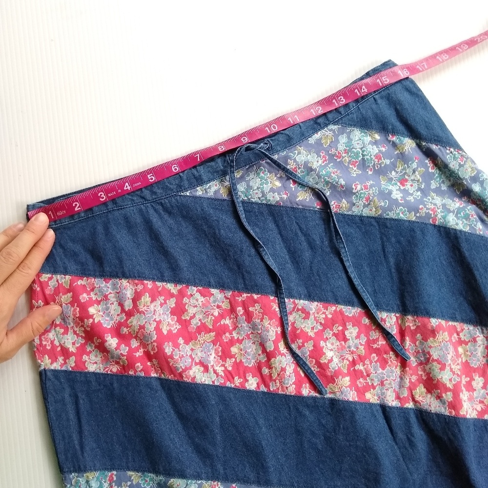 VINTAGE Crazy Horse floral stripe patchwork skirt - Picture 5 of 7